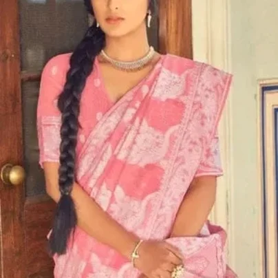 Chikankari Saree (Pastel Pink & White)